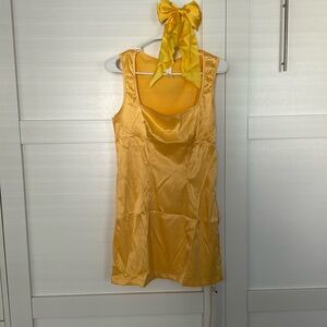 Missguided yellow dress and bow